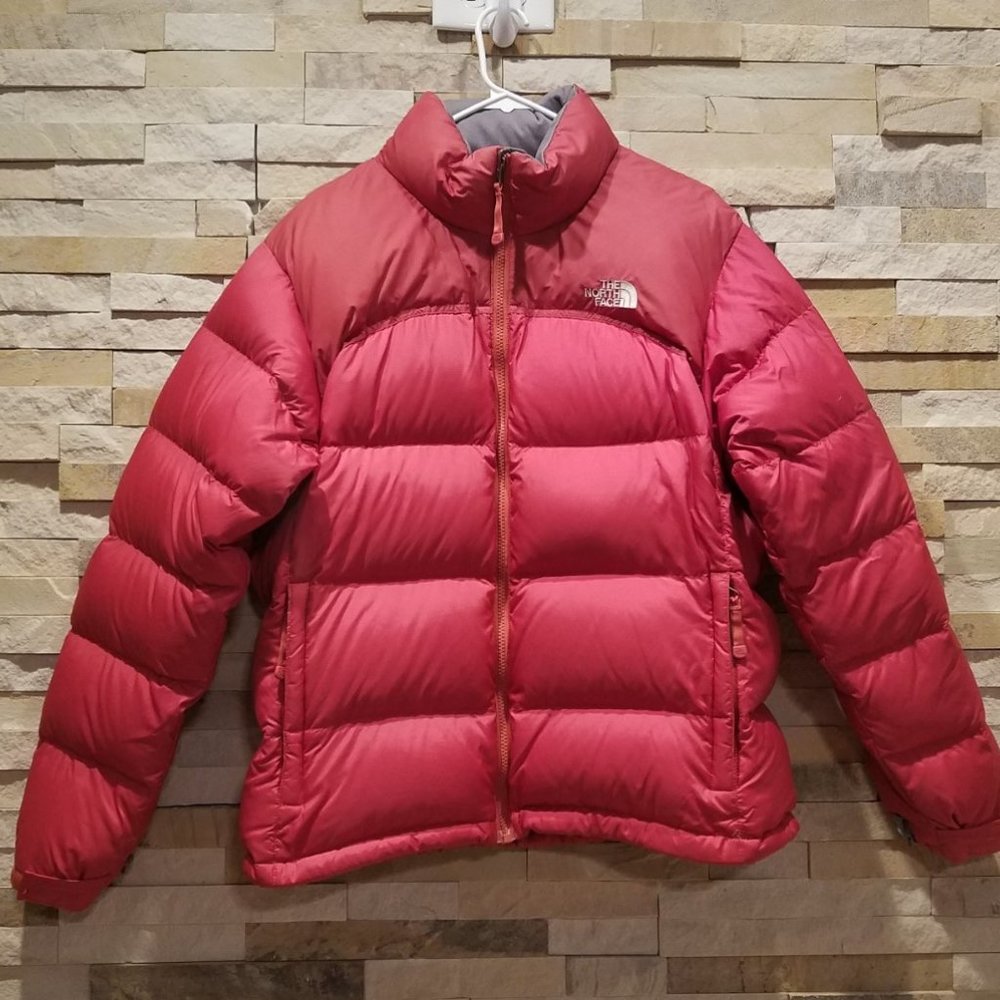 North Face Womens XL Red Nuptse 700 Down Puffer Jacket Winter Down 96 Retro Ski